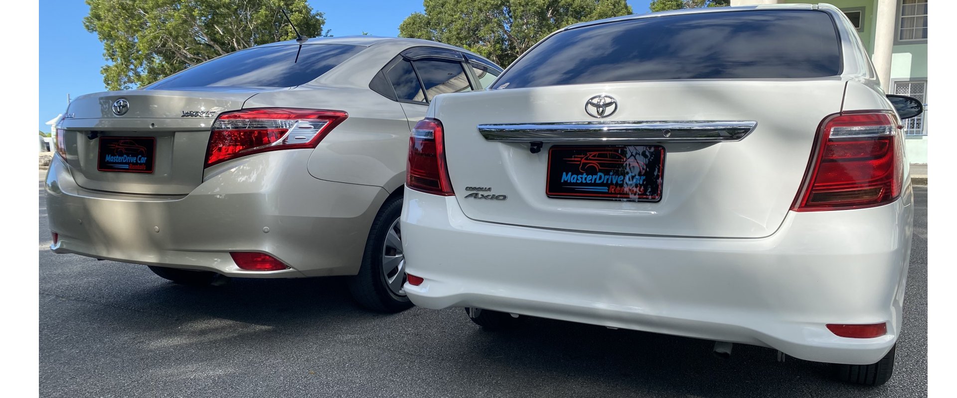 Back image of toyota camry and toyota corolla MasterDrive car rental bridgetown barbados