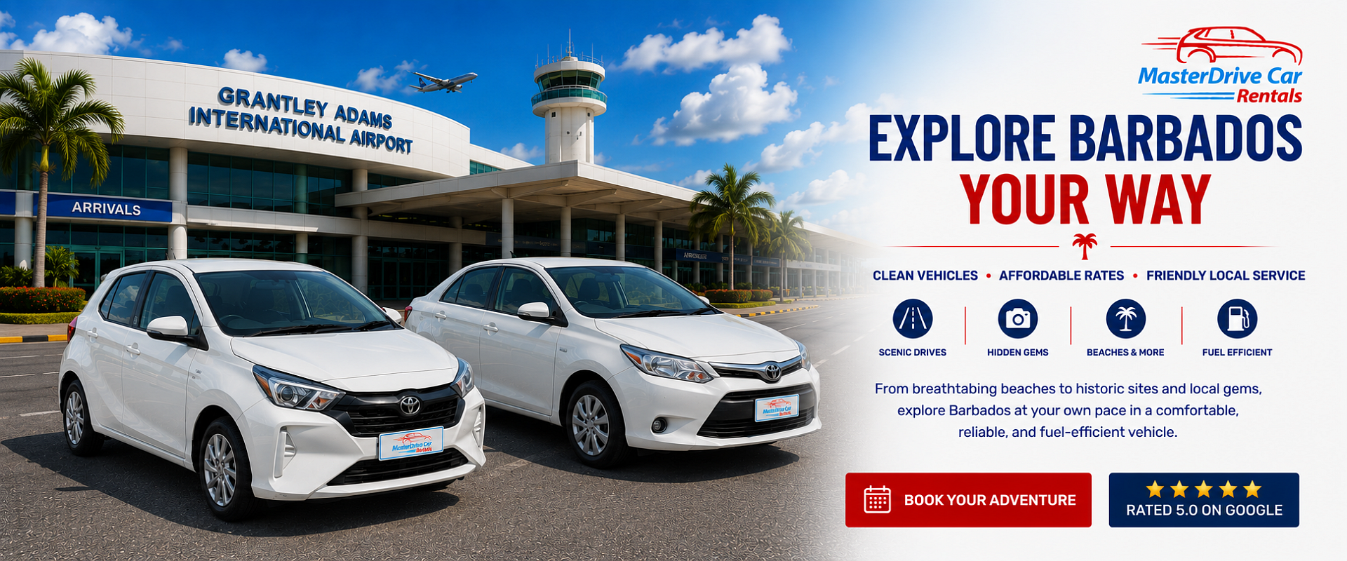 Back image of toyota camry and toyota corolla MasterDrive car rental bridgetown barbados
