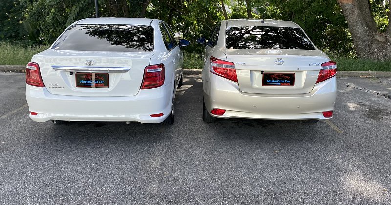 company information image of two cars in the fleet toyota camry and toyota corolla MasterDrive car rental bridgetown barbados