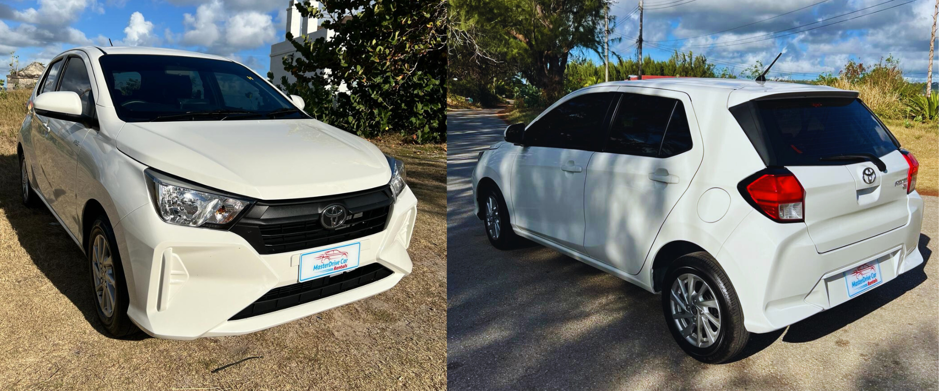 Front image of toyota camry and toyota corolla MasterDrive car rental bridgetown barbados