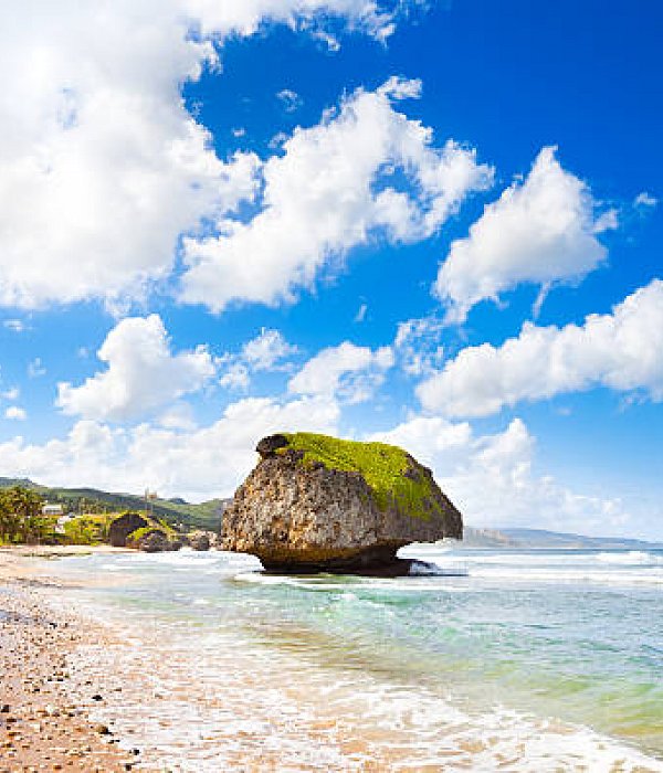 photo of east coast popular stone in the water car rental bridgetown barbados