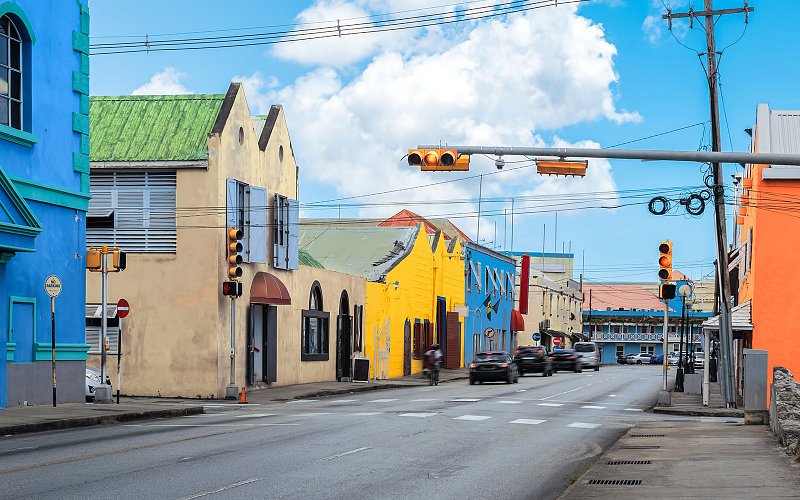 photo of historical colourful buildings in Bridgetown MasterDrive car rental bridgetown barbados