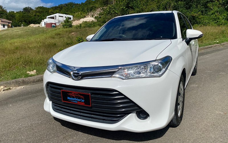 White Toyota camry front image MasterDrive car rental bridgetown barbados